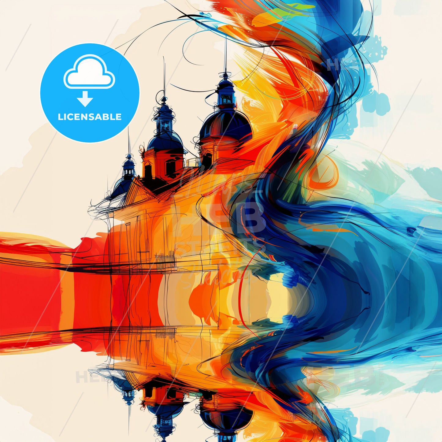 Vibrant Trois-Rivières, Canada - A Painting Of A Building With A Colorful Wave