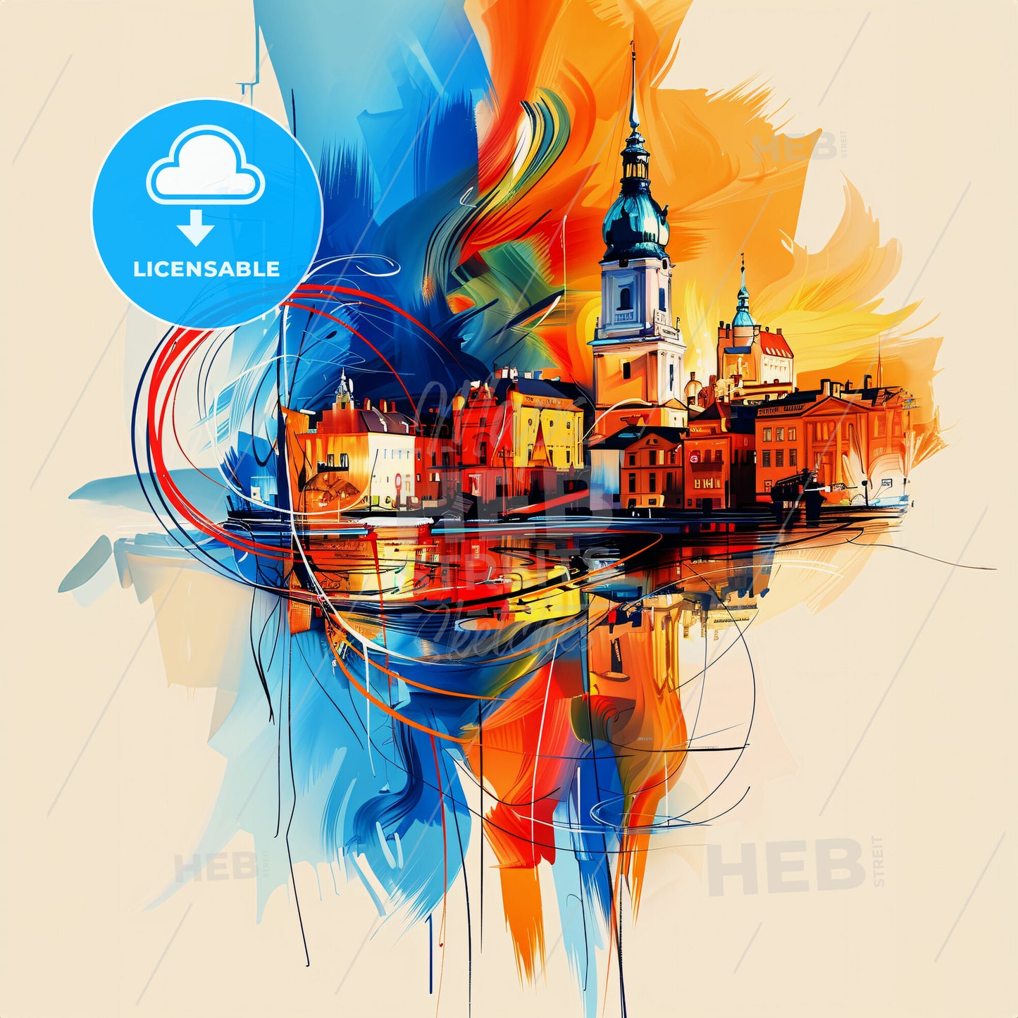 Vibrant Trondheim, Norway - A Colorful Painting Of A City