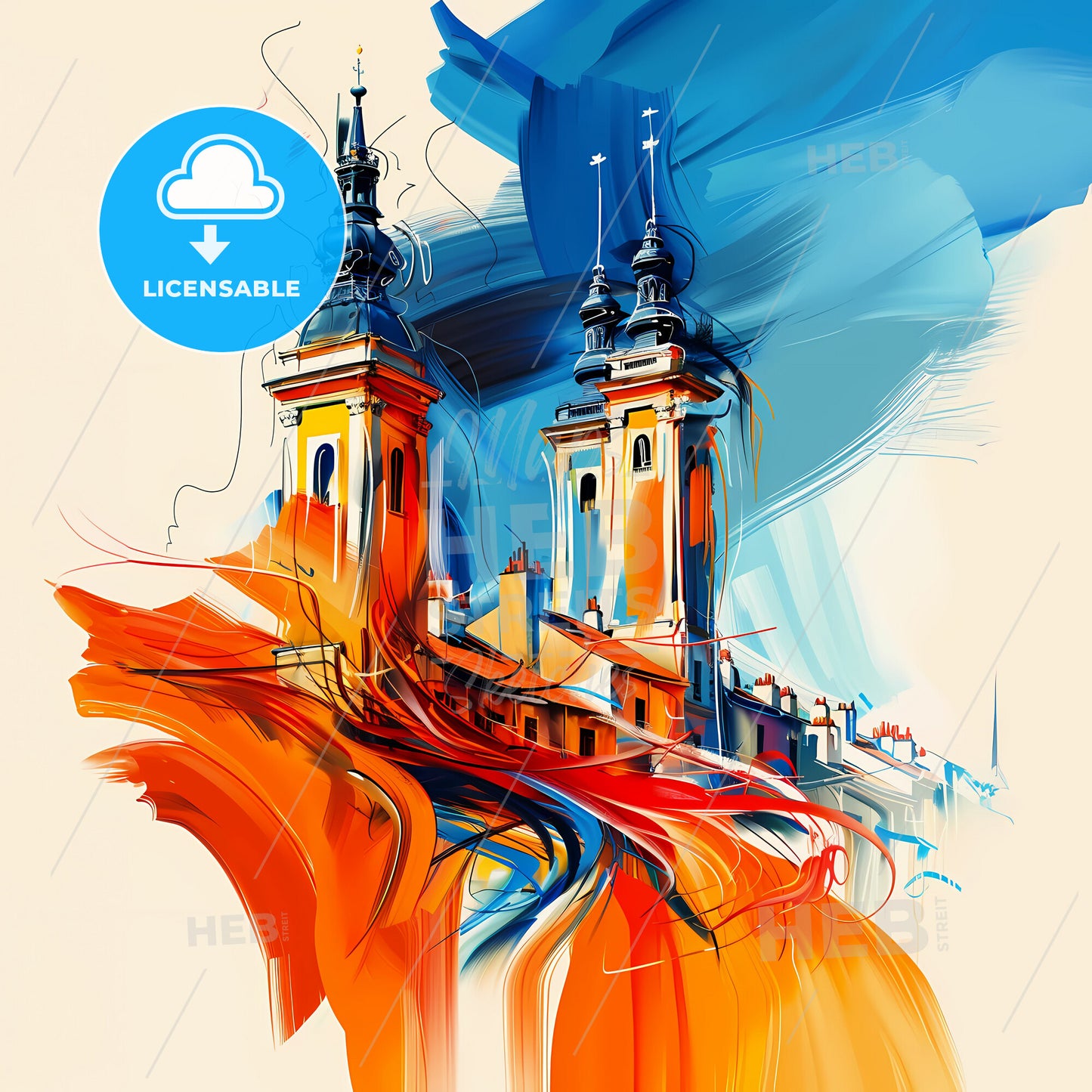 Vibrant Troyes, France - A Painting Of A Building