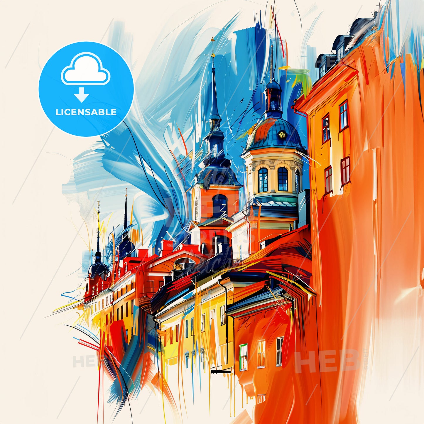 Vibrant Tumba, Sweden - A Painting Of A Building
