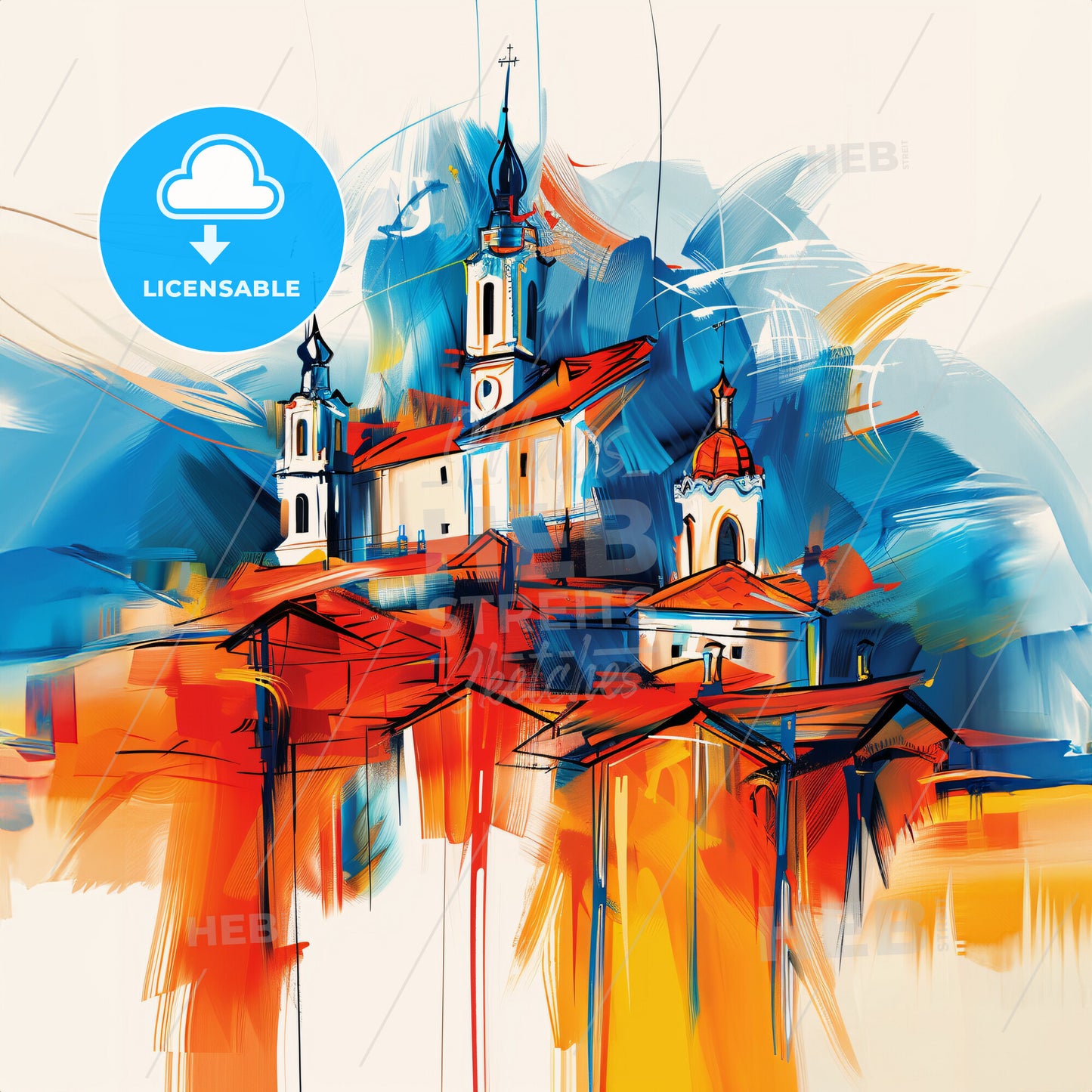 Vibrant Tuzla, Bosnia And Herzegovina - A Painting Of A Building