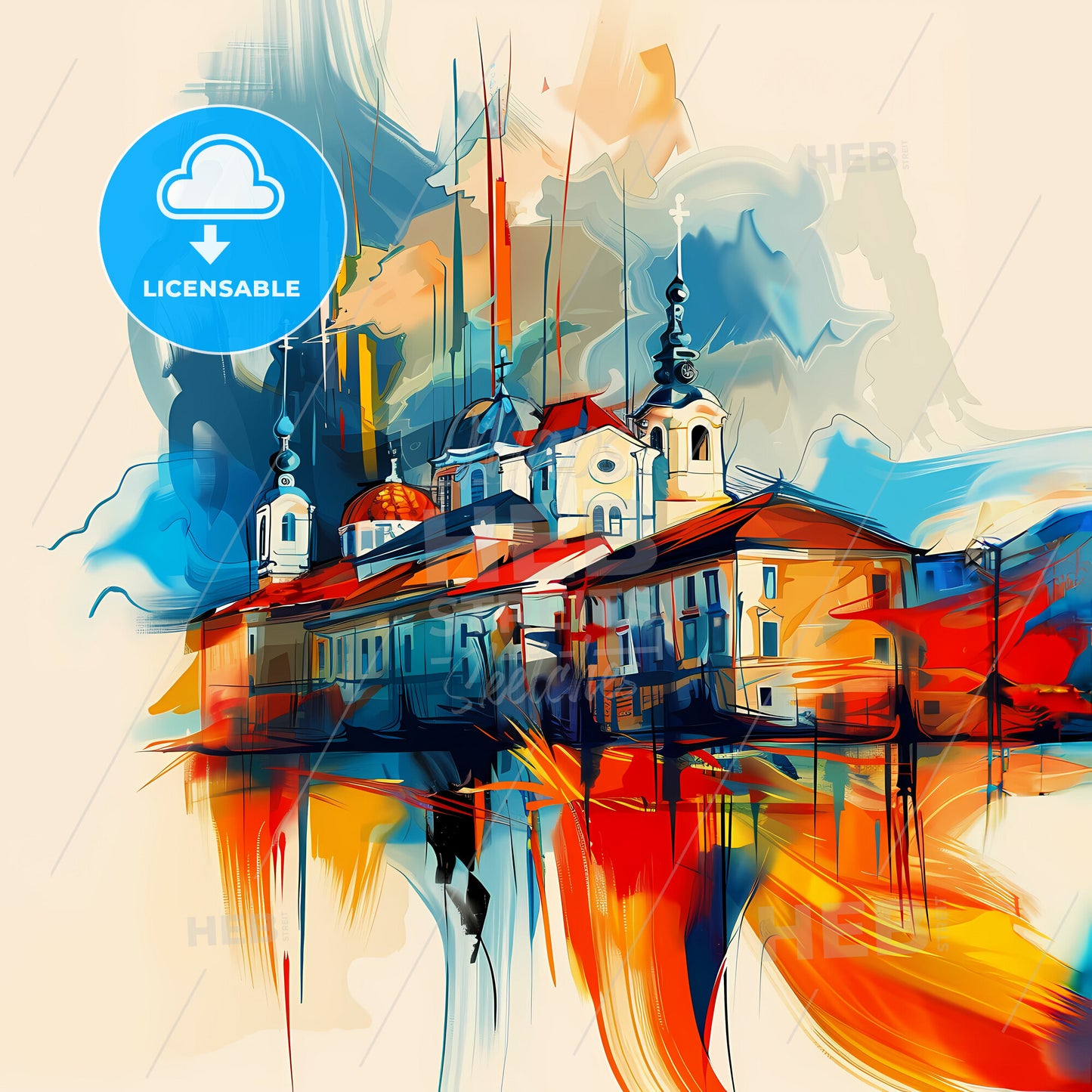 Vibrant Tuzla, Bosnia And Herzegovina - A Painting Of A Building