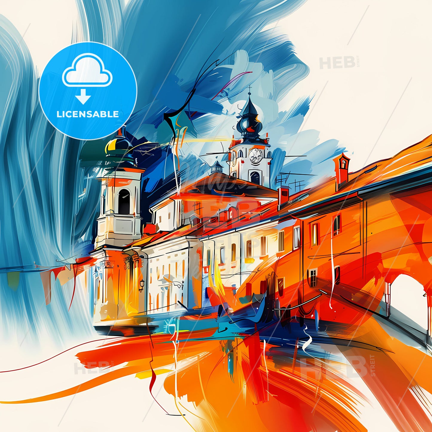 Vibrant Udine, Italy - A Painting Of A Building