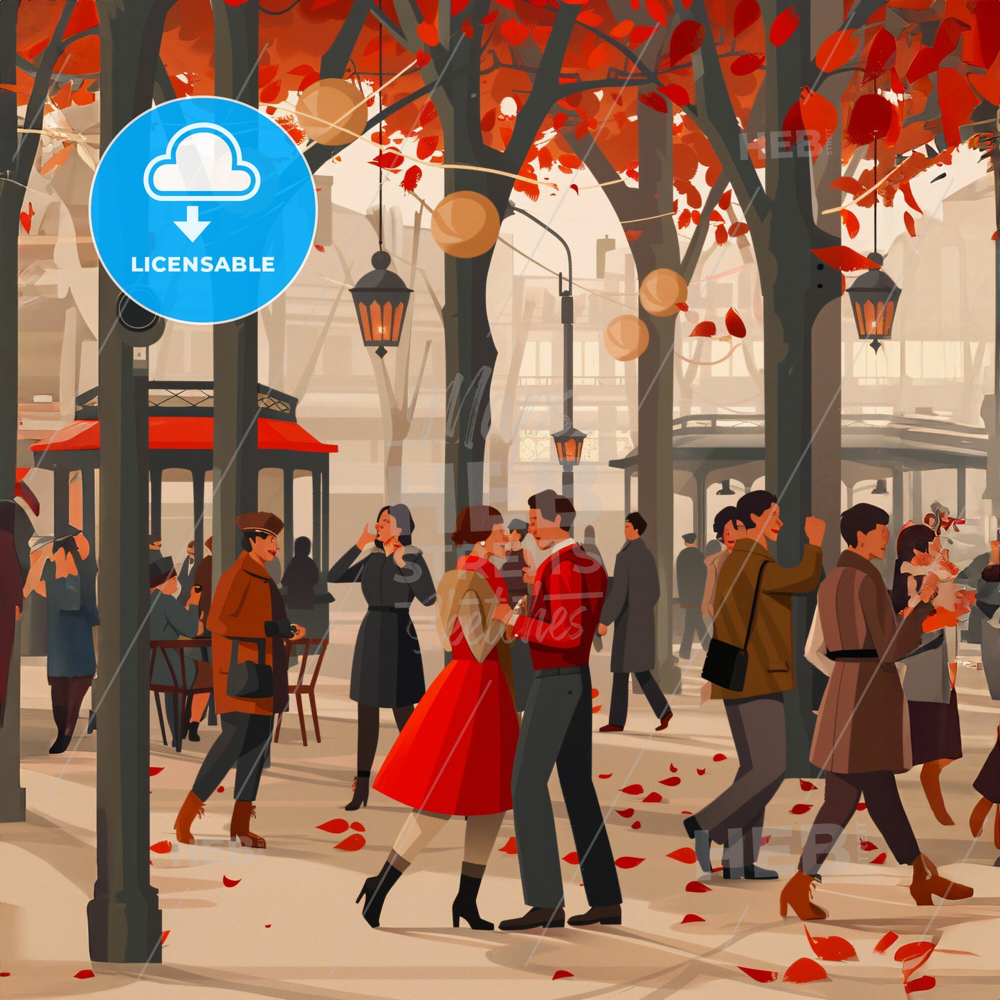 A Group Of People Walking In A Park