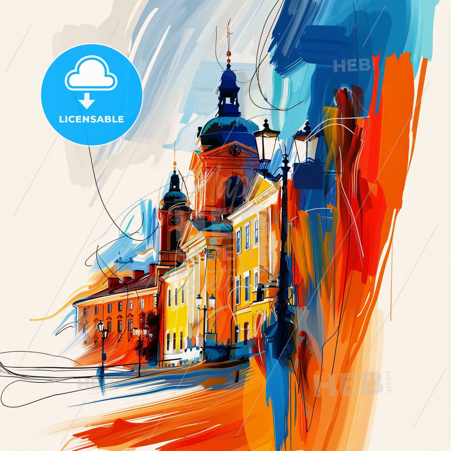Vibrant Uppsala, Sweden - A Painting Of A Building