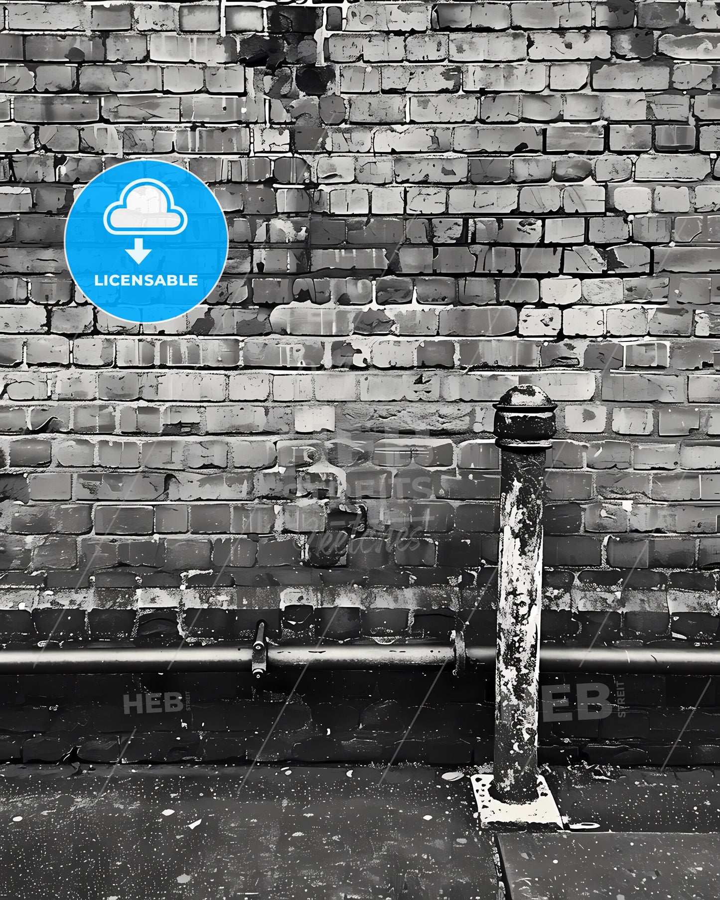 Vibrant Urban Street Art Still Life: Colorful Painted Brick Wall with Pipe