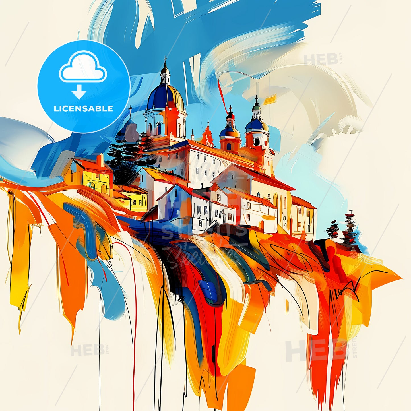 Vibrant Vallejo, California - A Painting Of A Building On A Hill