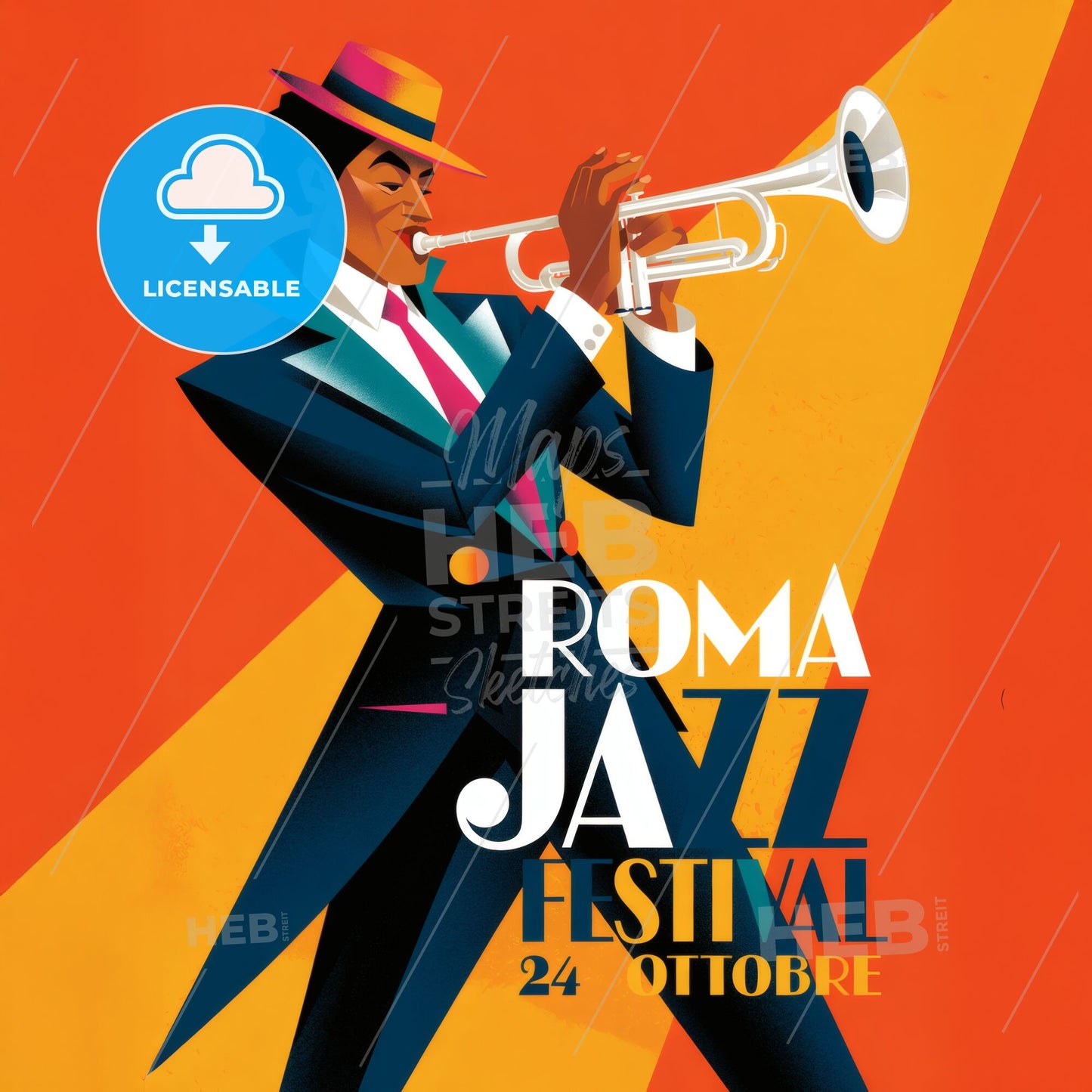 Vibrant Jazz Elegance: Abstract Tribute to Rome's Iconic Music Festival