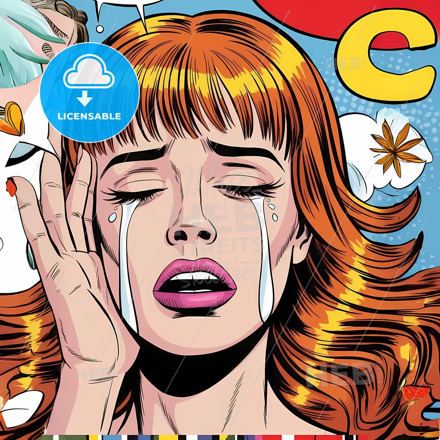 Vibrant Lament: A Retro Comic Tribute to Emotion and Color