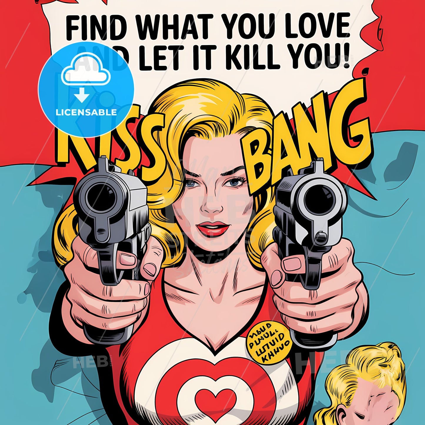 Vibrant Pop Art Pin-Up: Love, Danger, and Cartoon Adventure