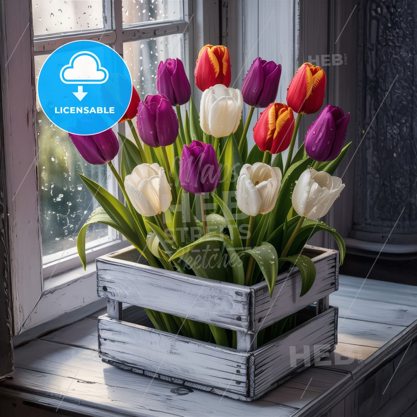Vibrant Tulip Symphony: Rustic Elegance in Bloom - Stunning Floral Photography