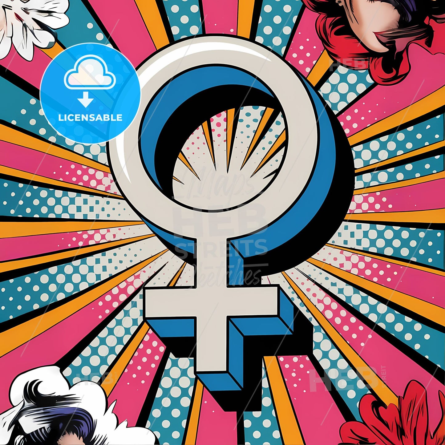 Vibrant Venus: Retro Pop Art Burst of Feminine Power