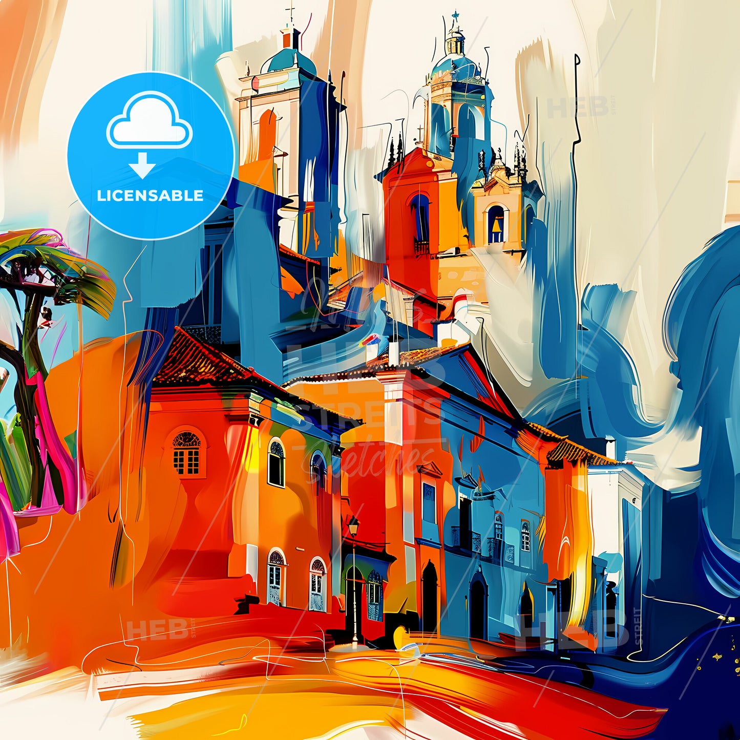 Vibrant Vila Velha, Brazil - A Colorful Painting Of A Building