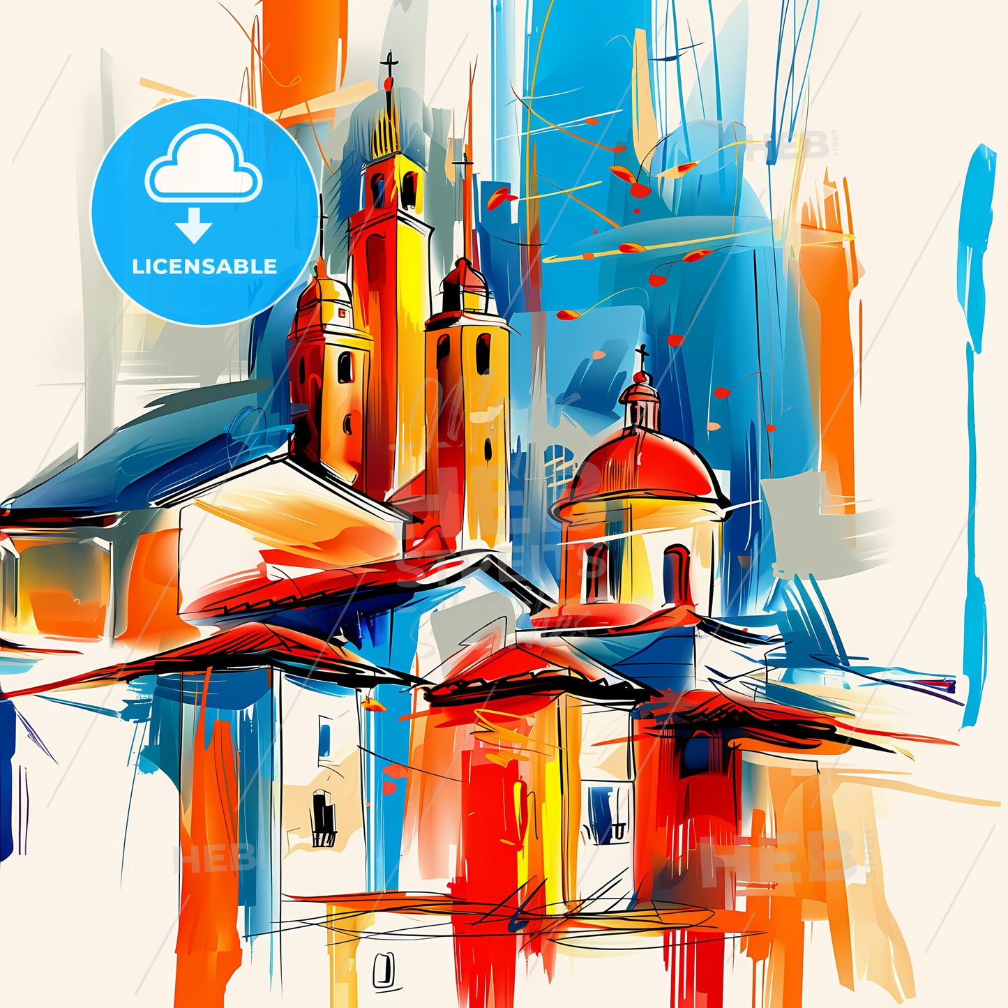 Vibrant Villavicencio, Colombia - A Painting Of A Building With Towers