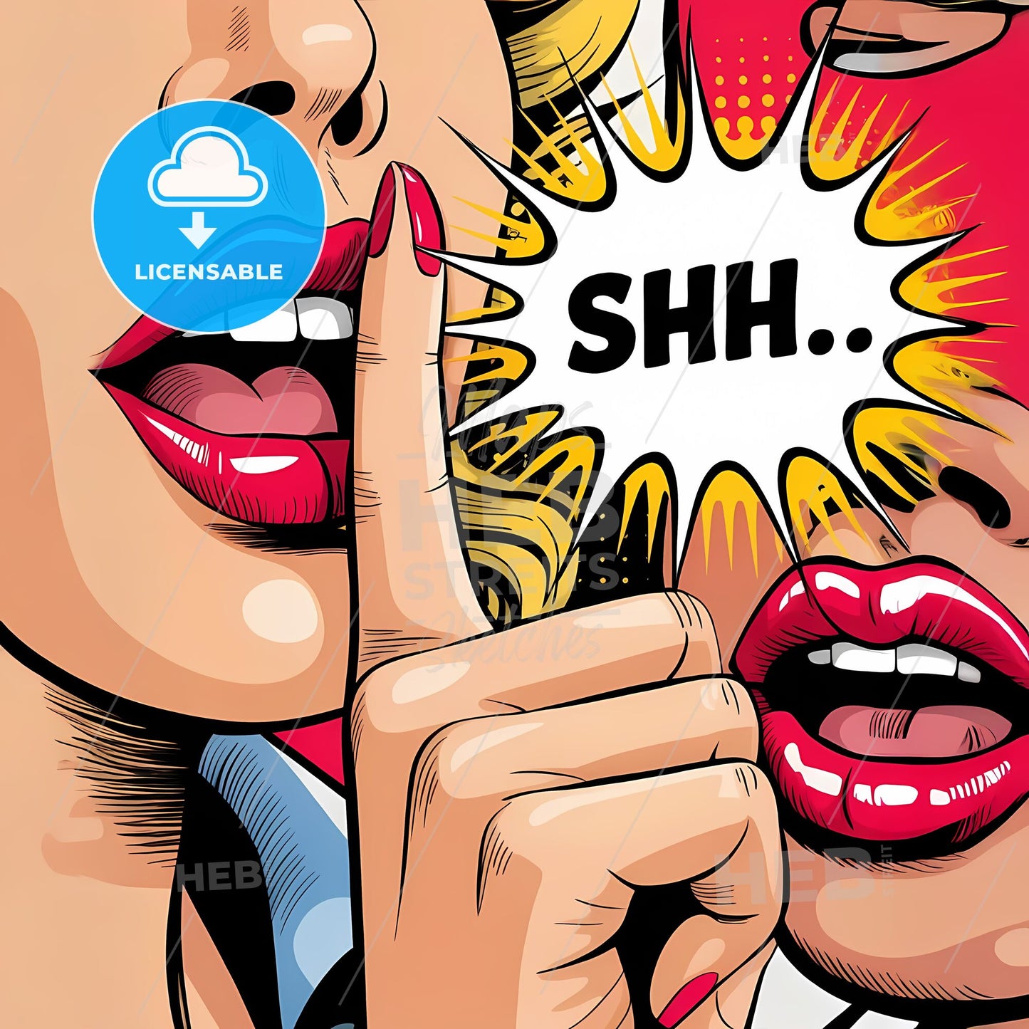 Whispering Glamour: A Bold Pop Art Tribute to Seductive Secrets