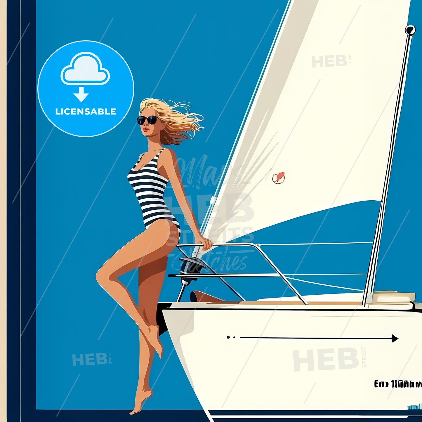 Wind-Kissed Elegance: A Nautical Daydream in Stripes and Sky