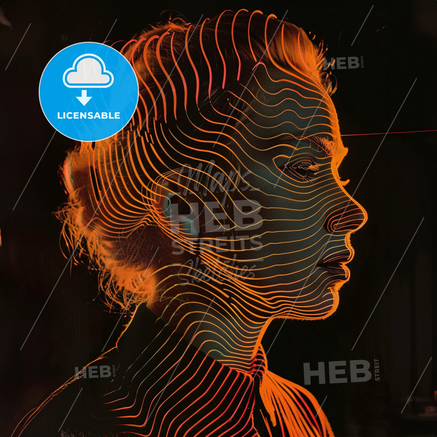 A Woman's Face With A Grid Of Lines