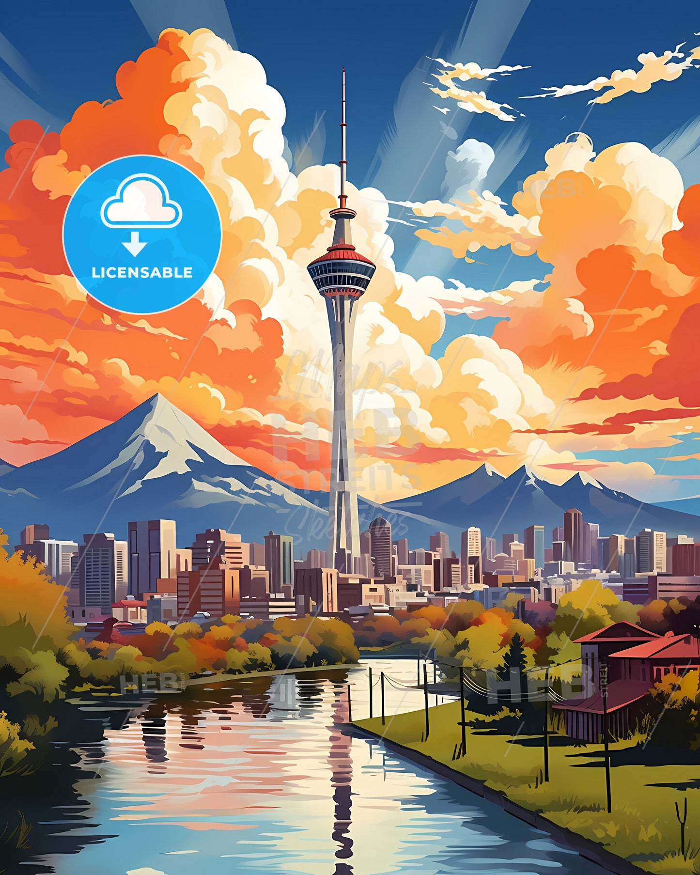 Yiwu China Cityscape City Skyline City View Landscape Landmark Travel Painting