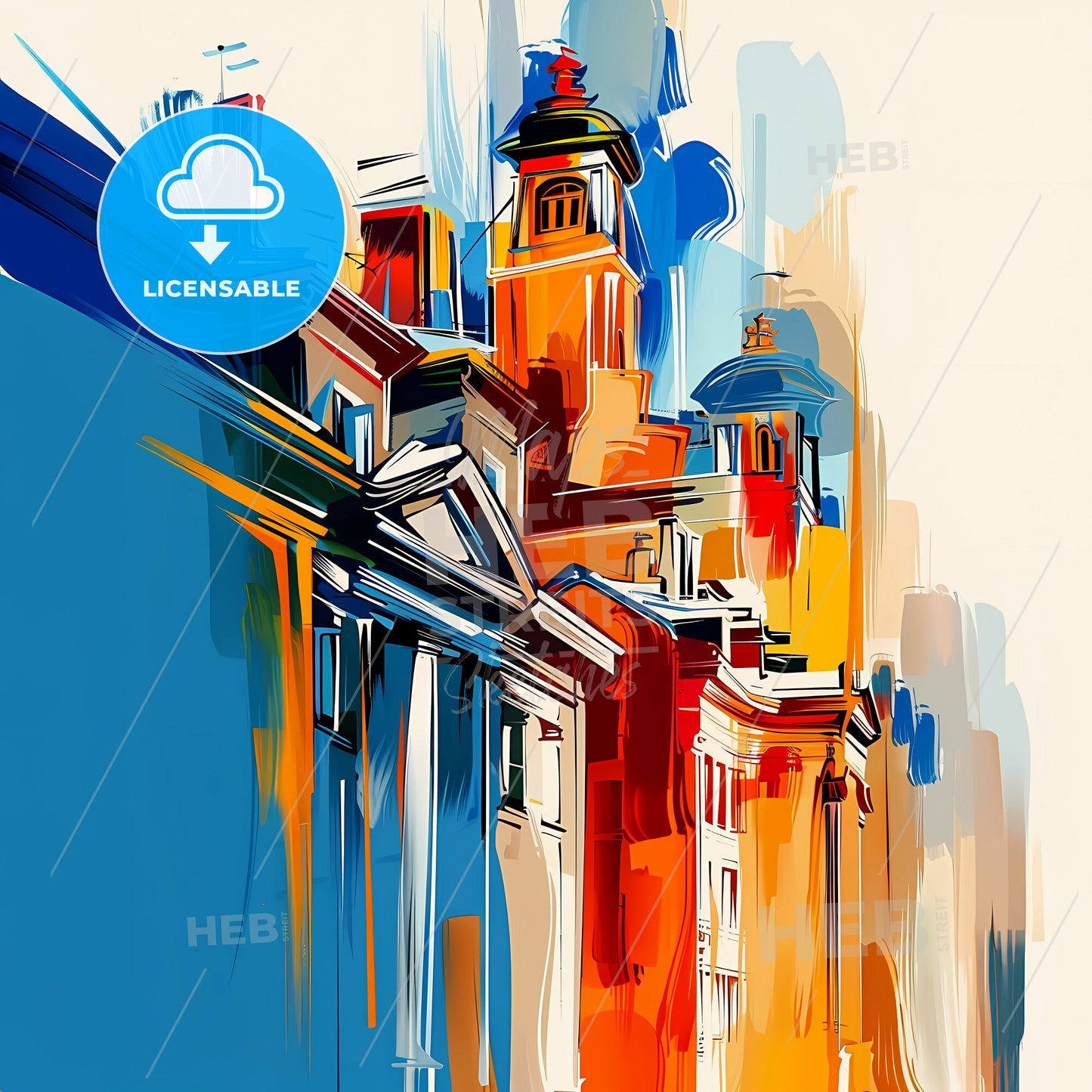 Vibrant Yonkers, New York - A Colorful Painting Of Buildings