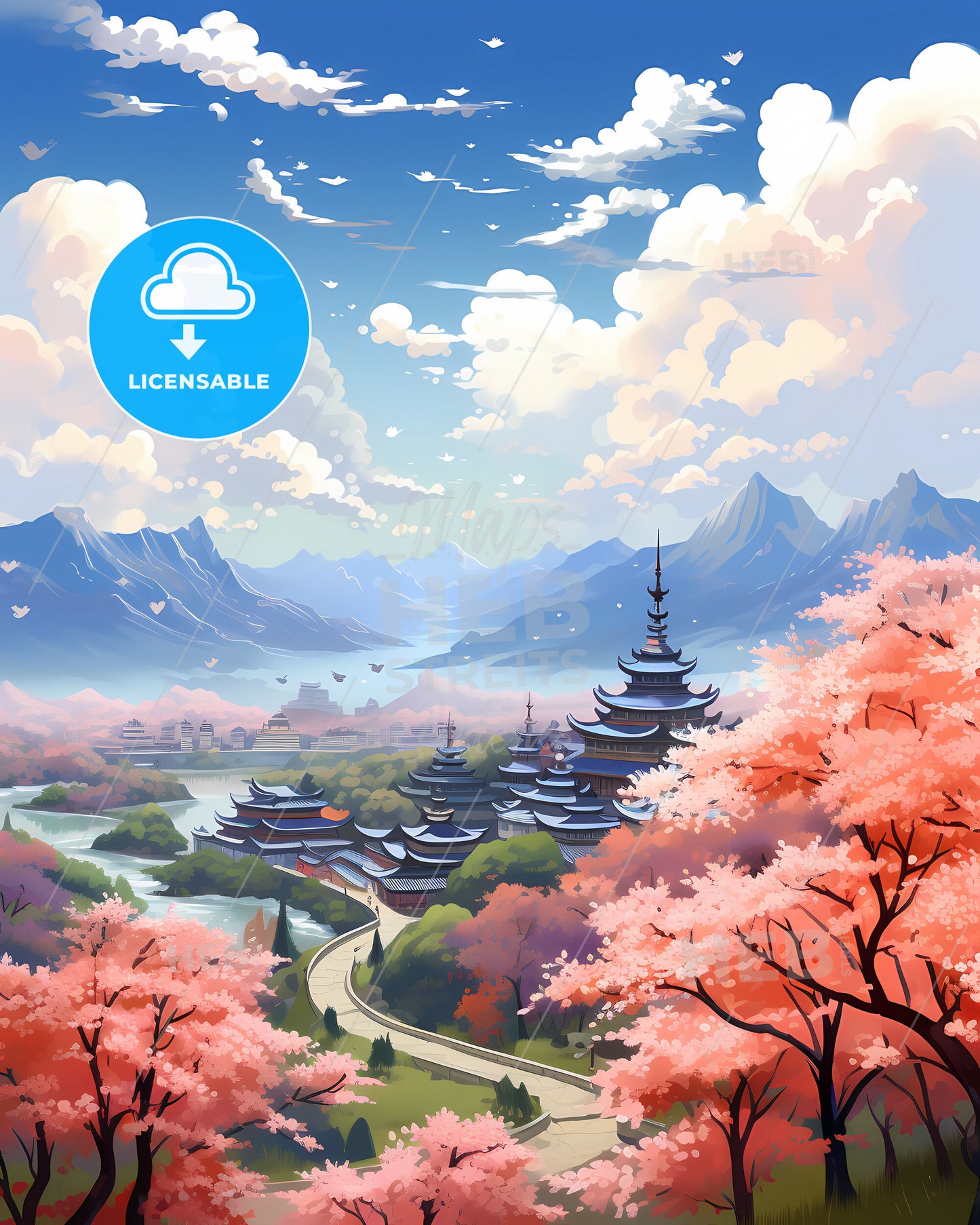 Zhucheng Cityscape Painting | Expressive Artwork | Modern Architecture | Urban Landscape | Artistic Impression | Panoramic View