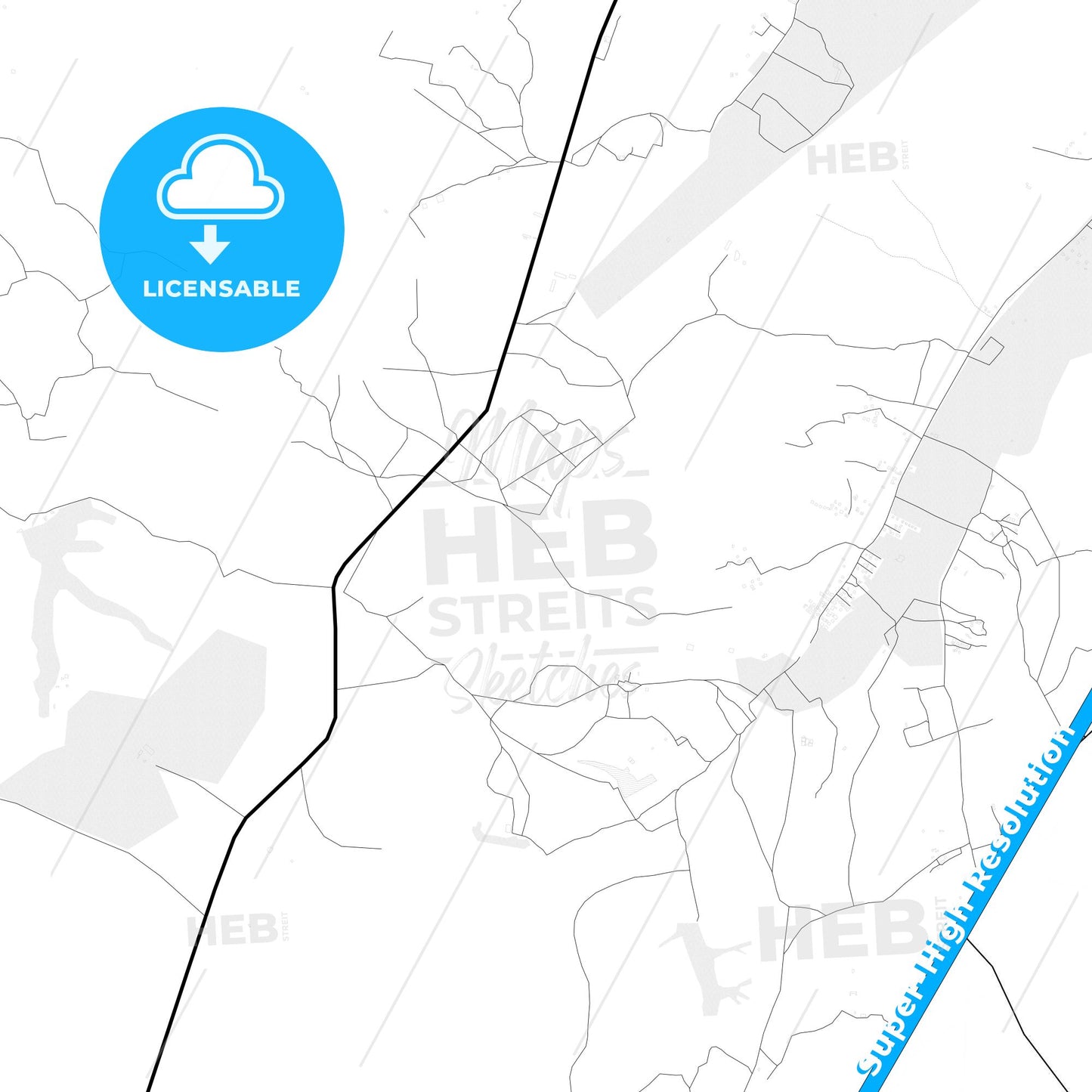 Zliten, Libya Light Map with Street Names, City Names, and Districts