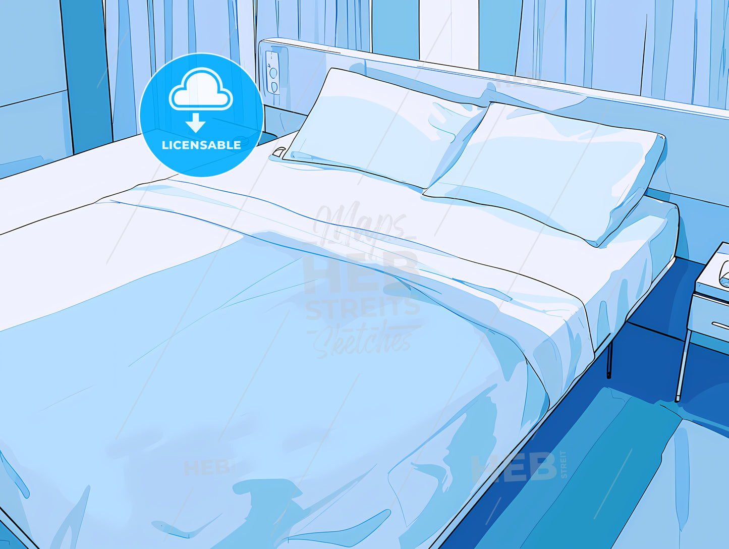Bed With Pillows And A Lamp