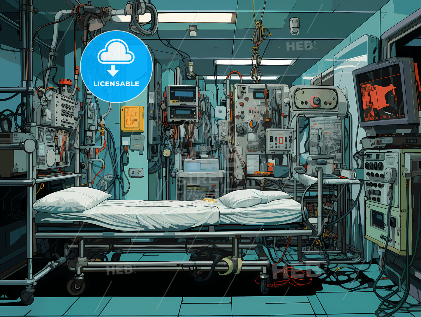 Room With A Bed And Equipment