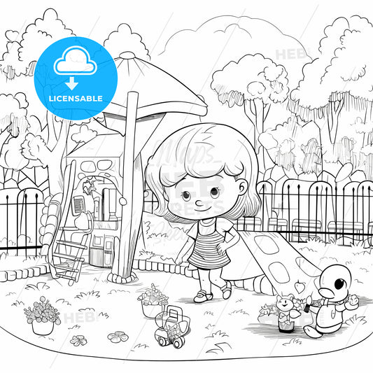 Cartoon Of A Girl In A Park