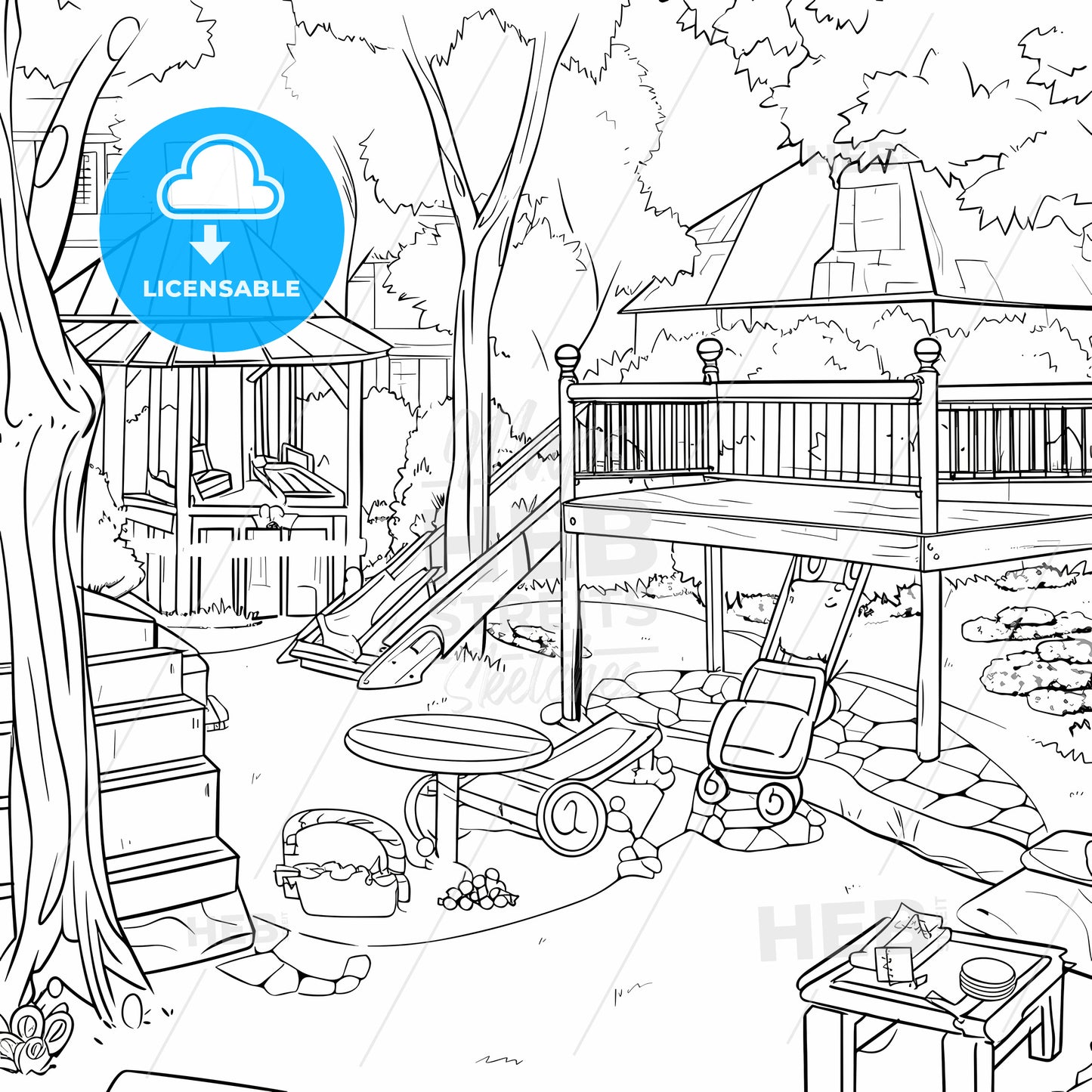 Drawing Of A Backyard