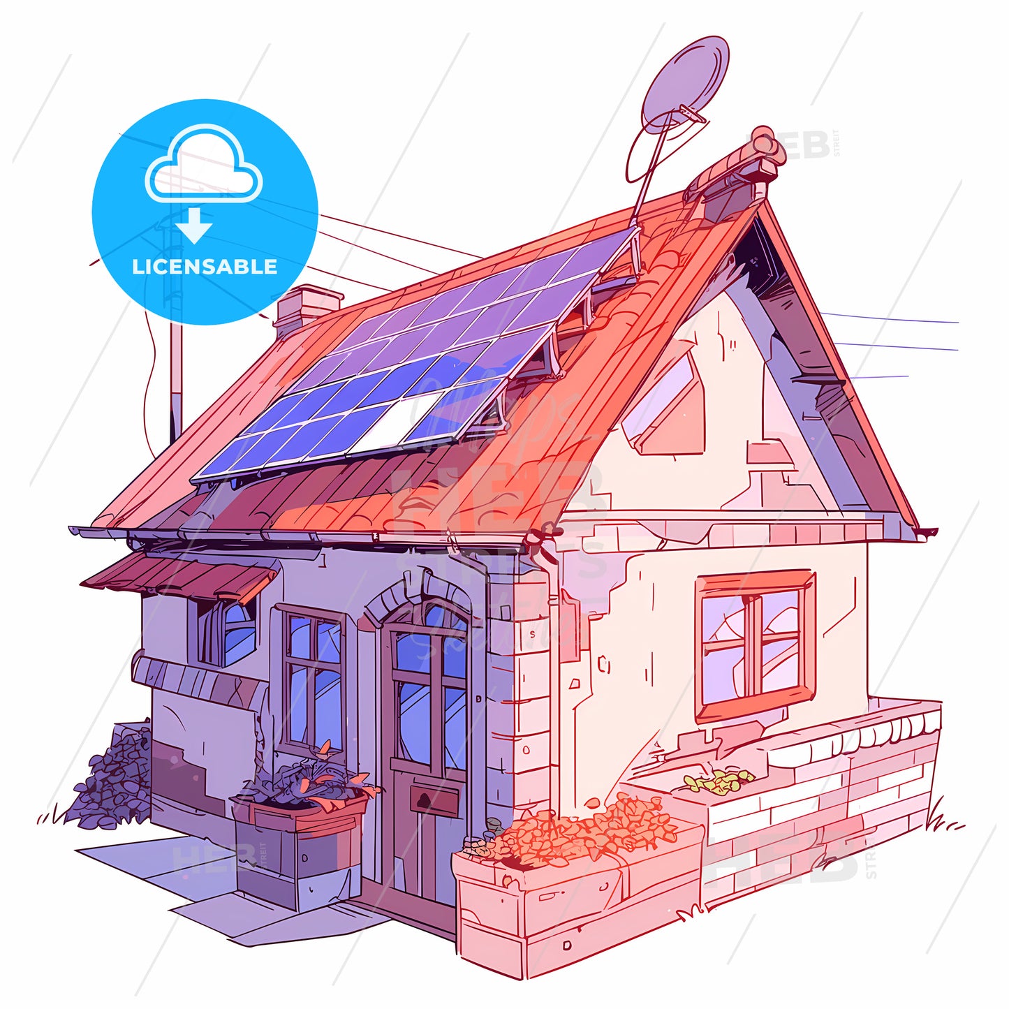 House With Solar Panels On The Roof