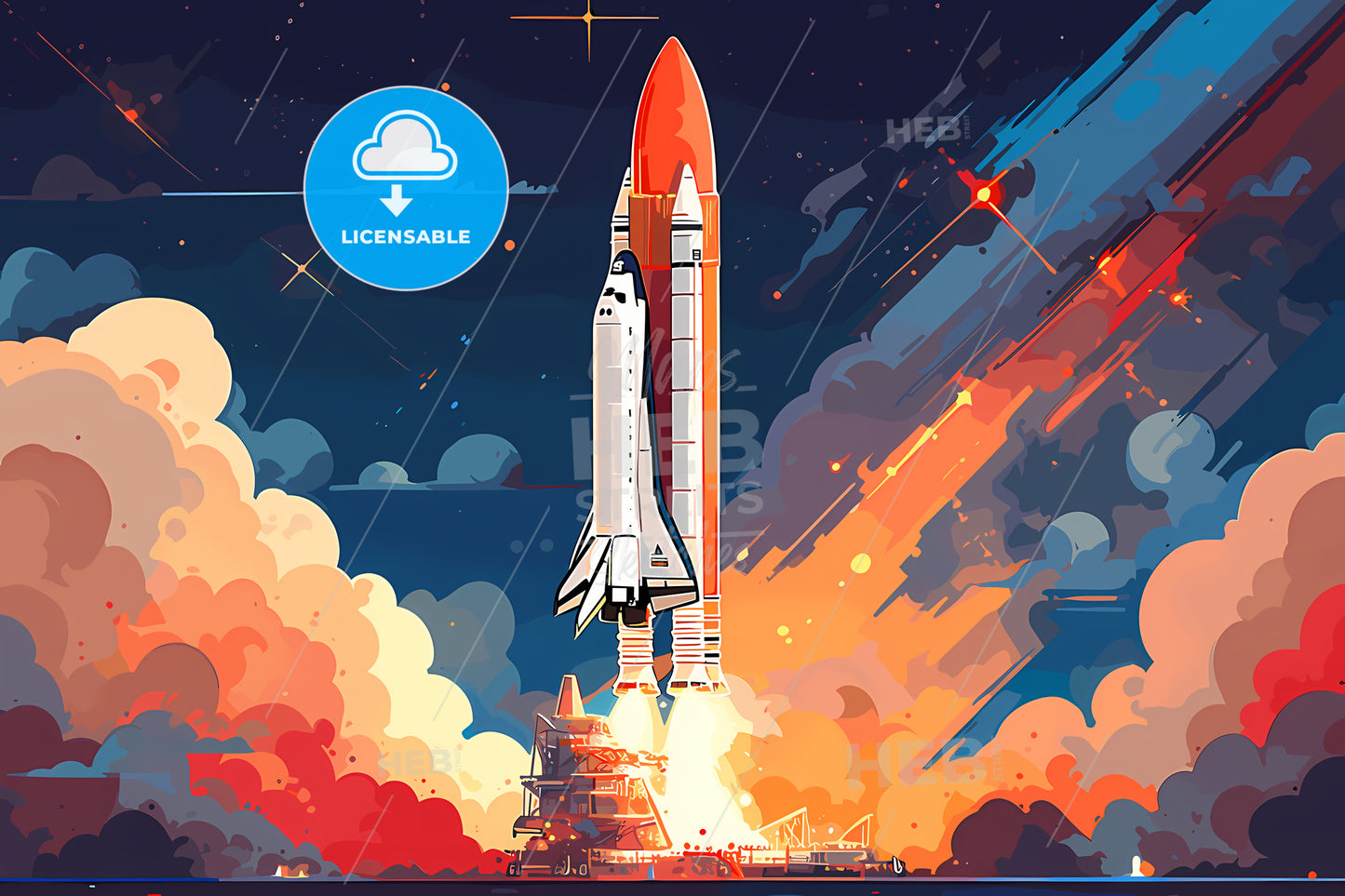 Space Shuttles Taking Off