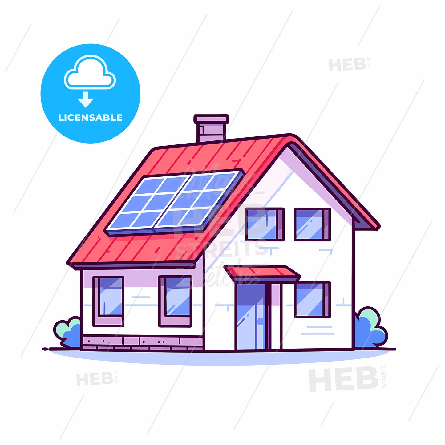 House With Solar Panels On The Roof