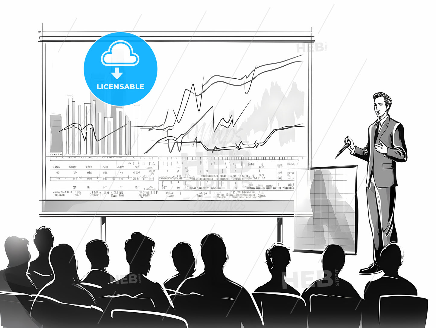 Man Standing In Front Of A Screen With A Graph