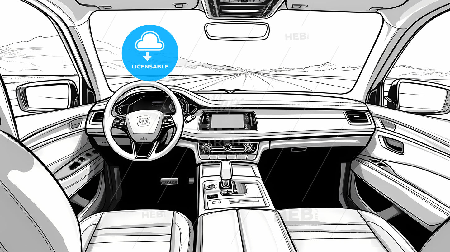 Inside A Car With A Steering Wheel And Dashboard