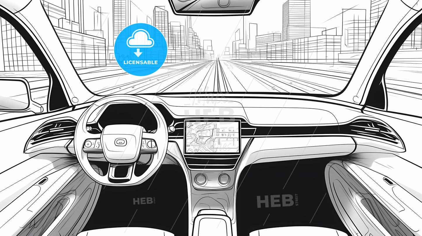 Car With A View Of The Road And City