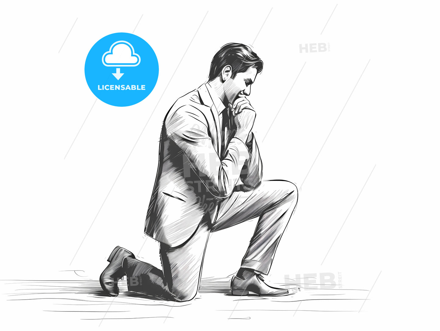 Man Kneeling On His Knees