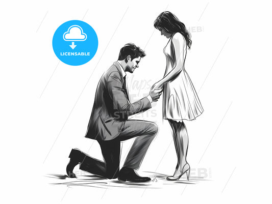 Man Kneeling On His Knee Holding A Womans Hand