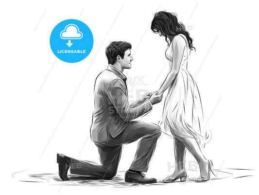 Man Kneeling On His Knee Holding A Womans Hand