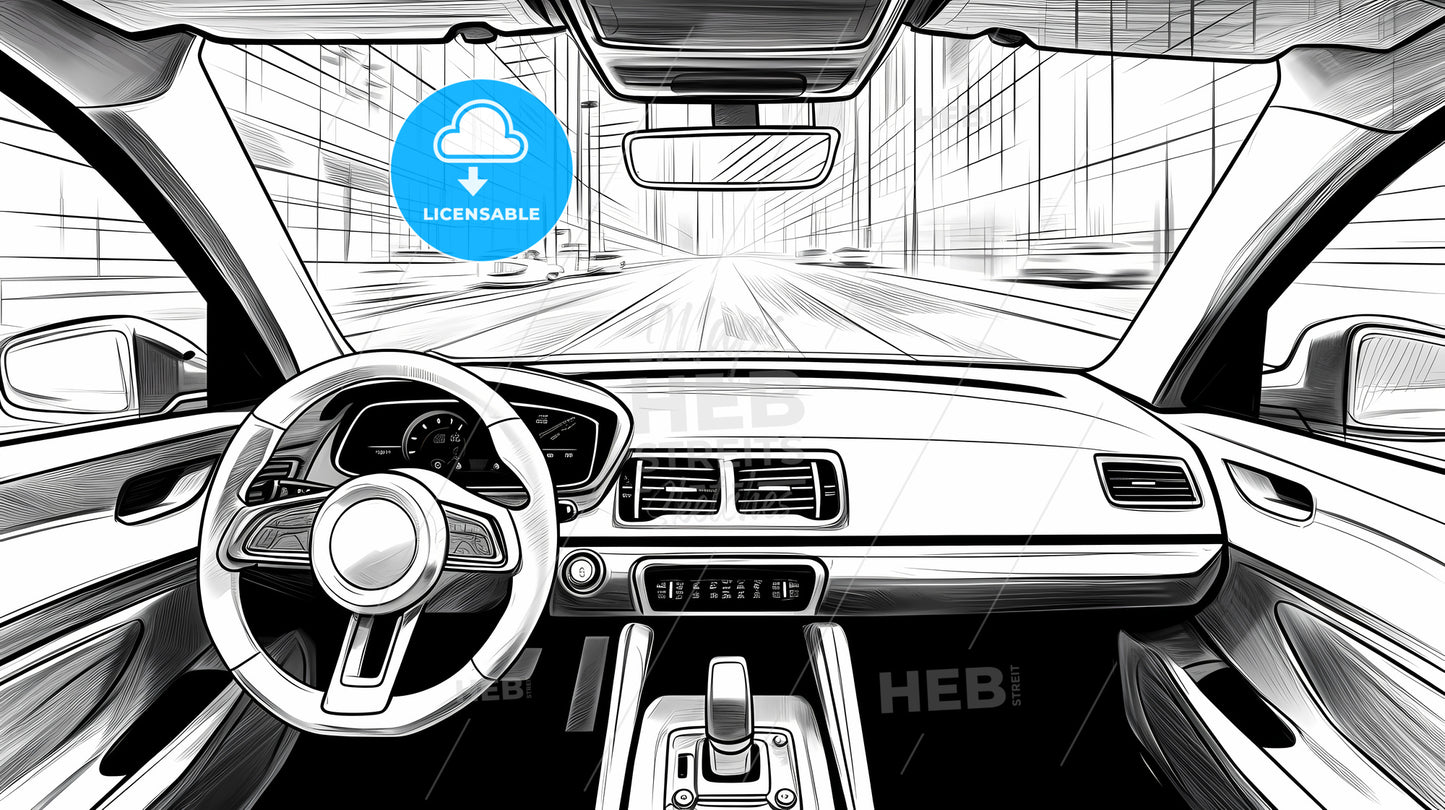 Car With A Steering Wheel And Dashboard