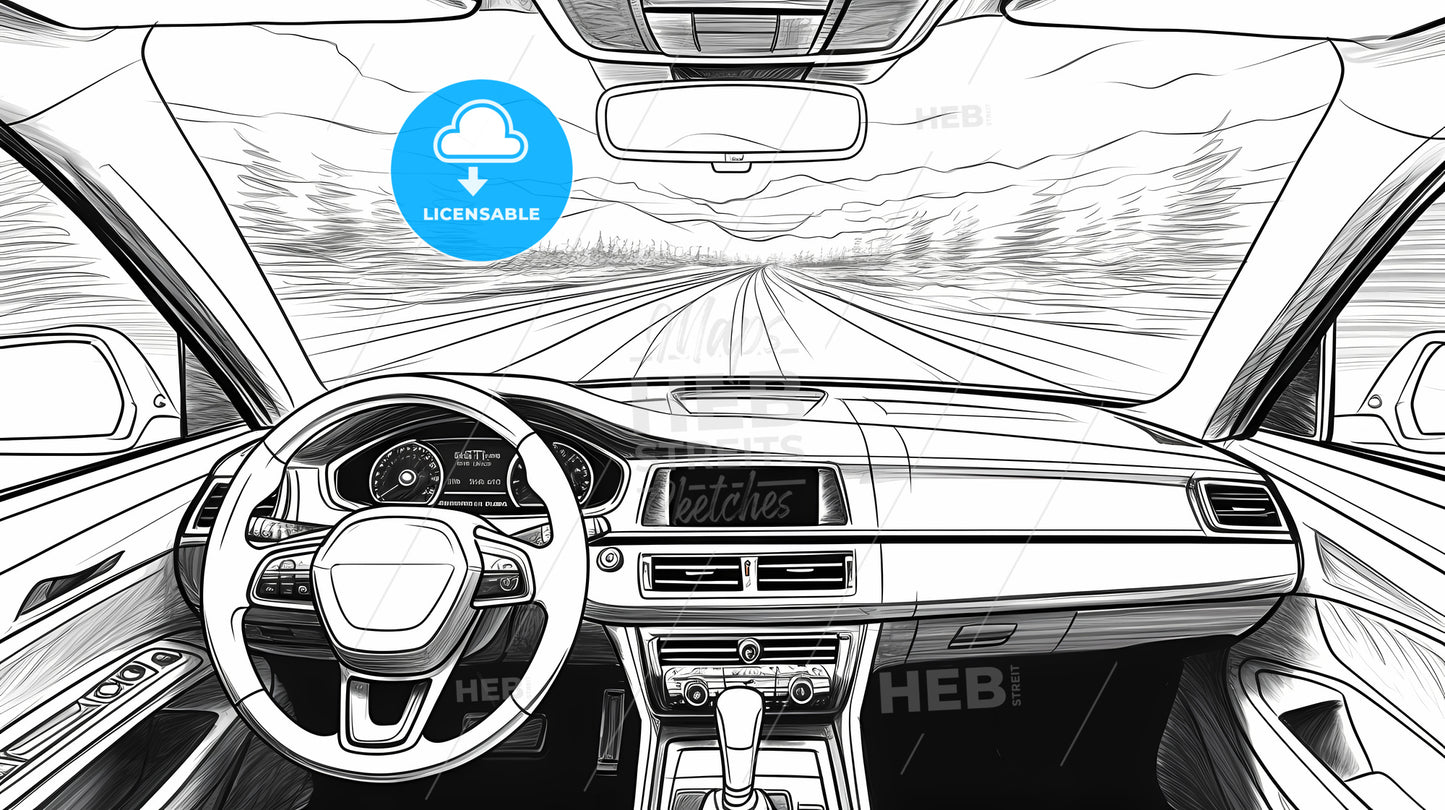 Car Interior With A View Of The Road