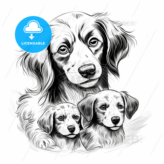 Dog And Puppies Drawing