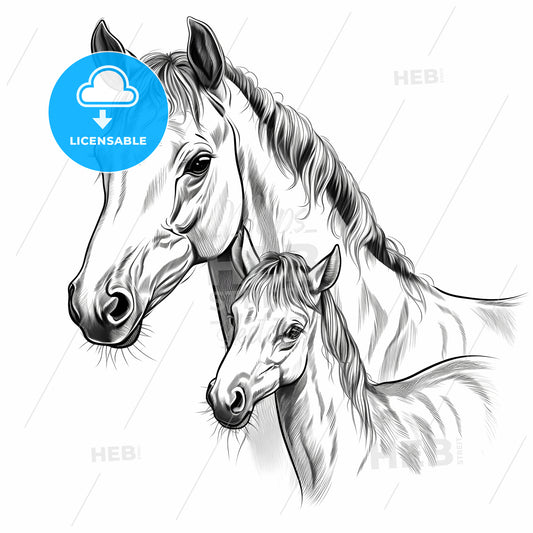 Horse And Foal Sketch