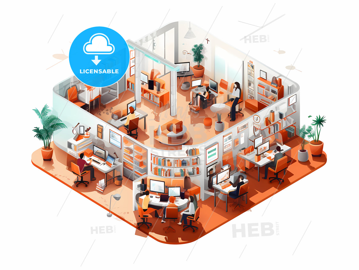 Room With People Working At Computers