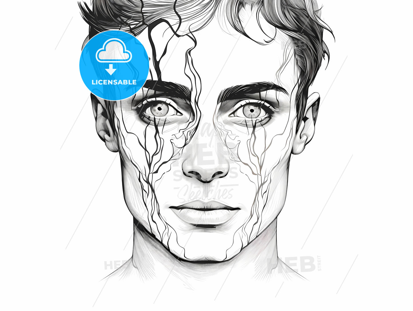 Drawing Of A Man With Veins On His Face