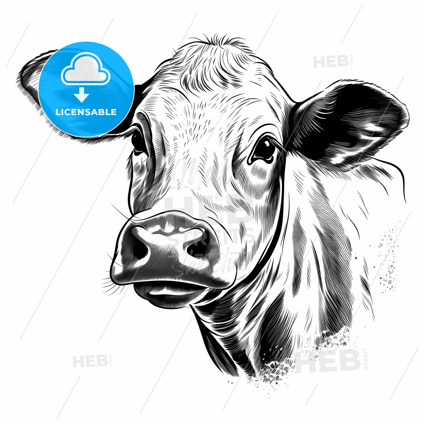 Cow Head With Ears And Nose