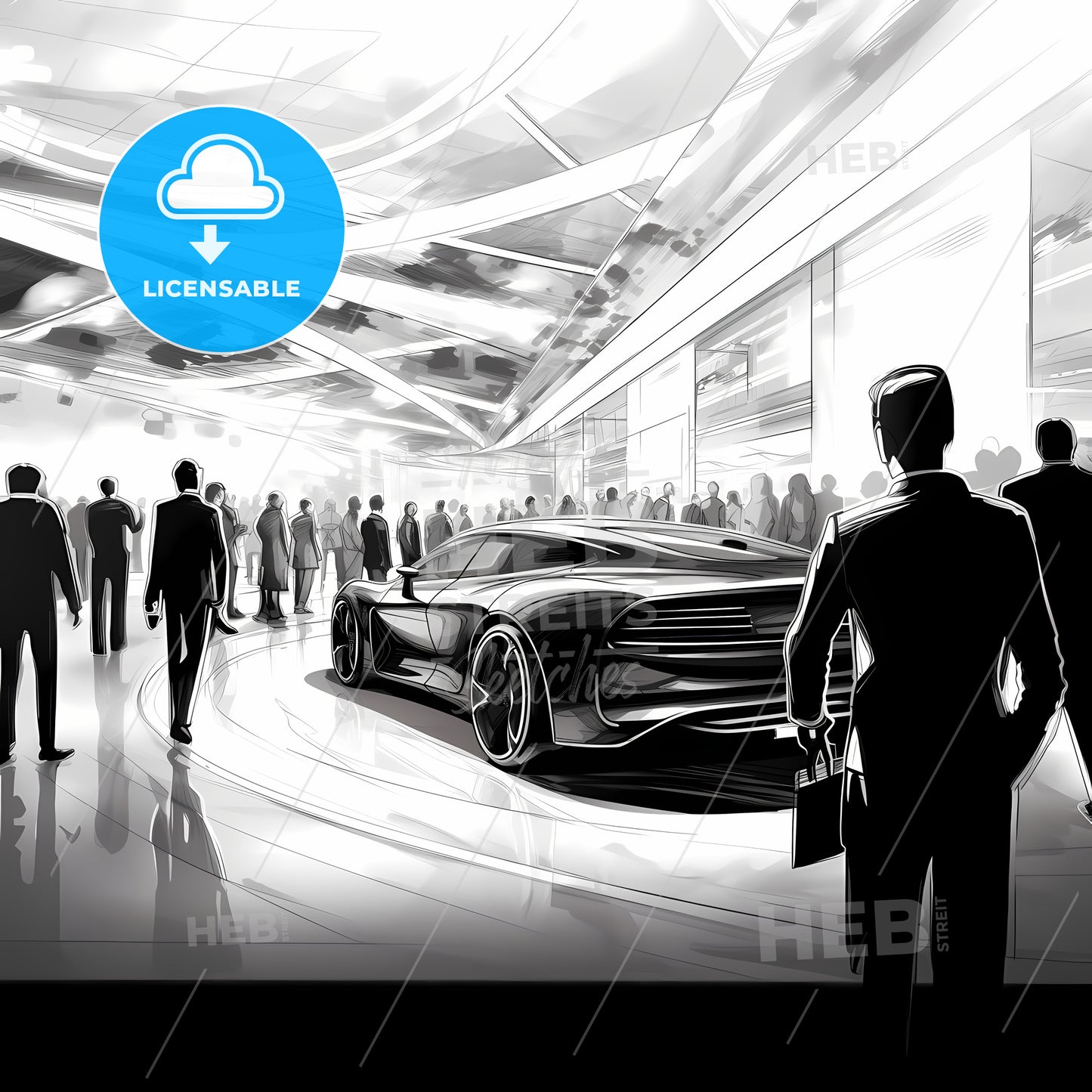 A Group Of People Walking In A Building