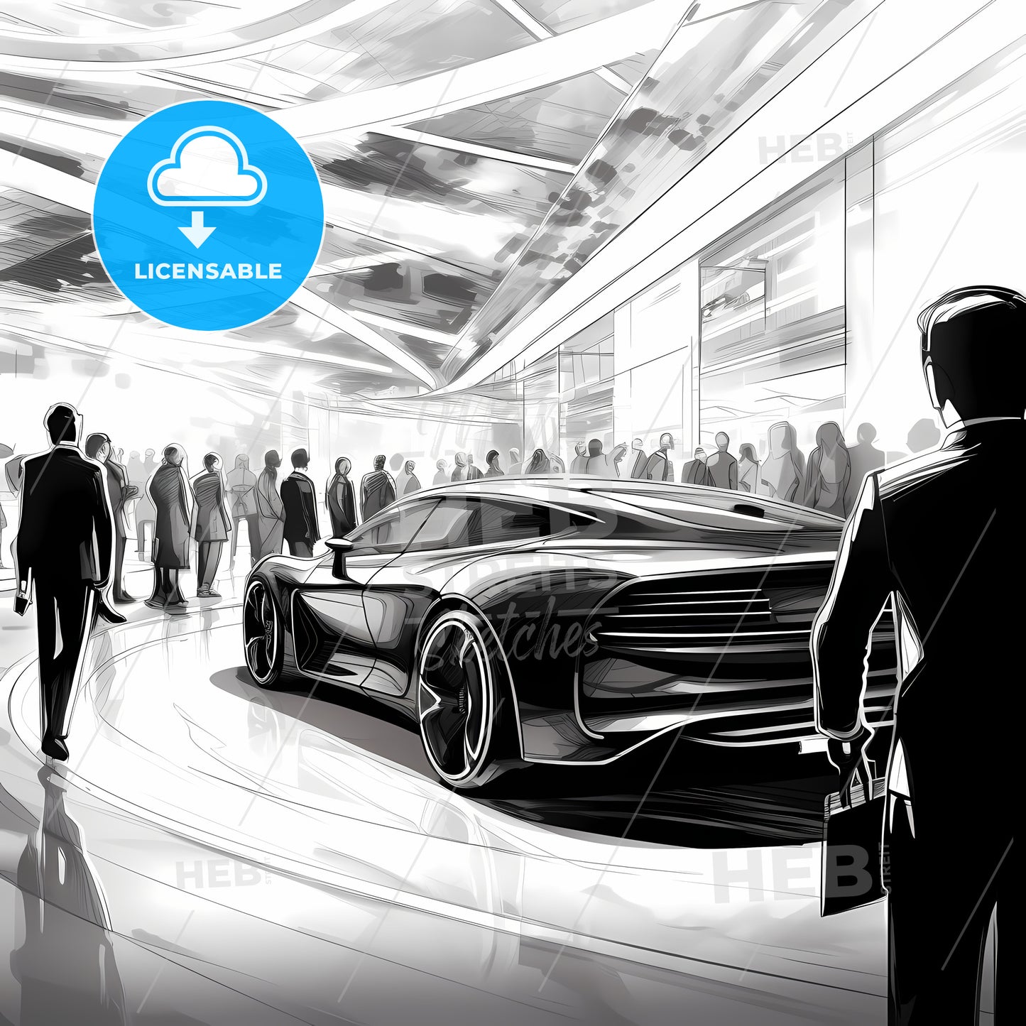 Black And White Illustration Of A Car