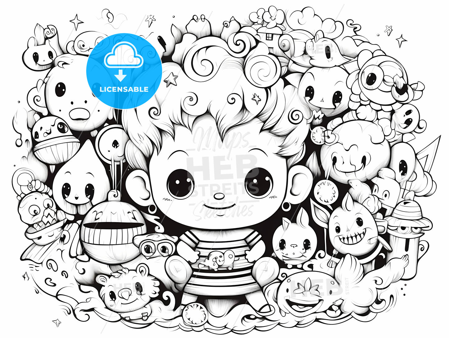 Cartoon Character With Many Cartoon Characters