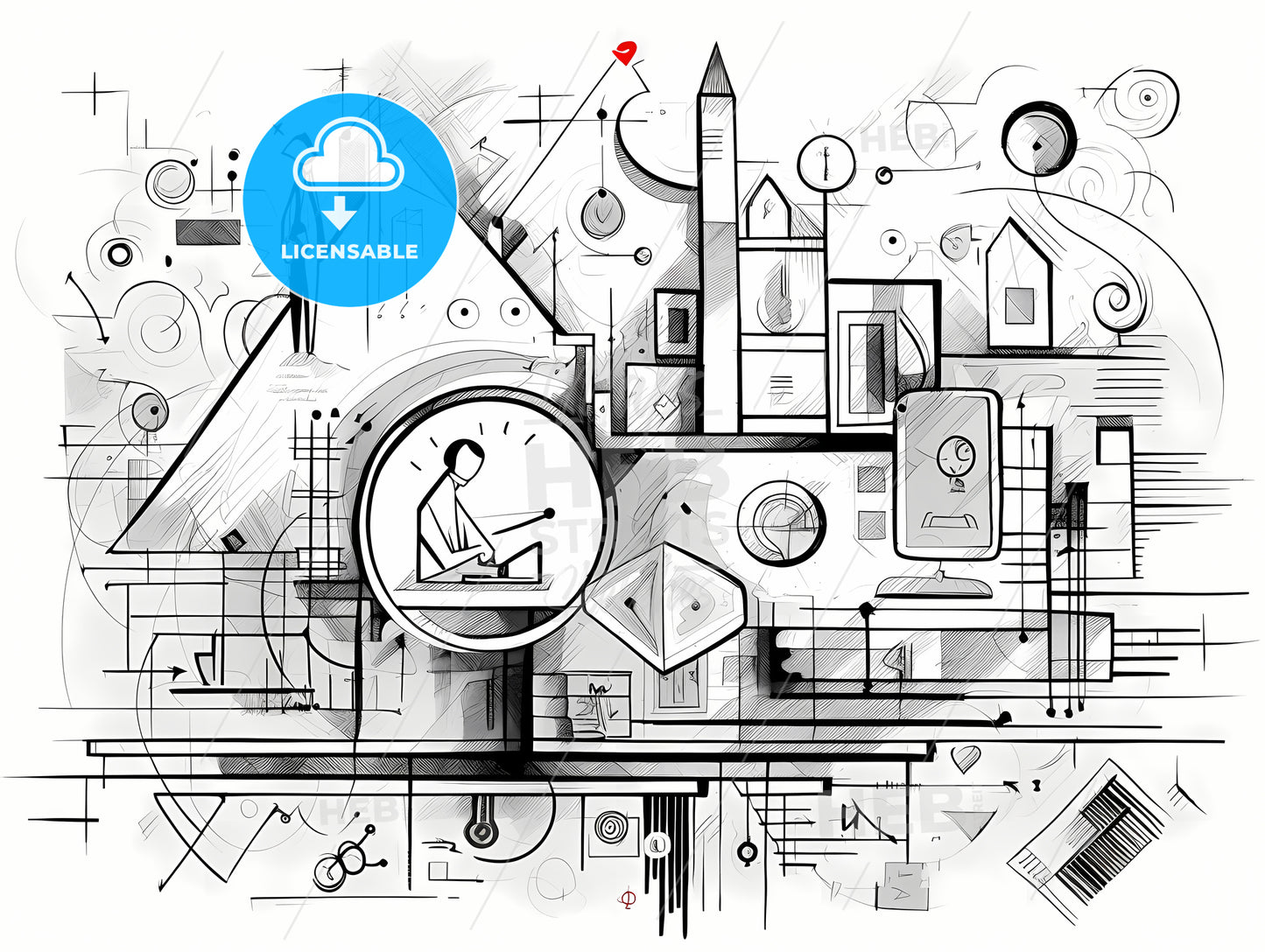 Drawing Of A Man Sitting On A Laptop