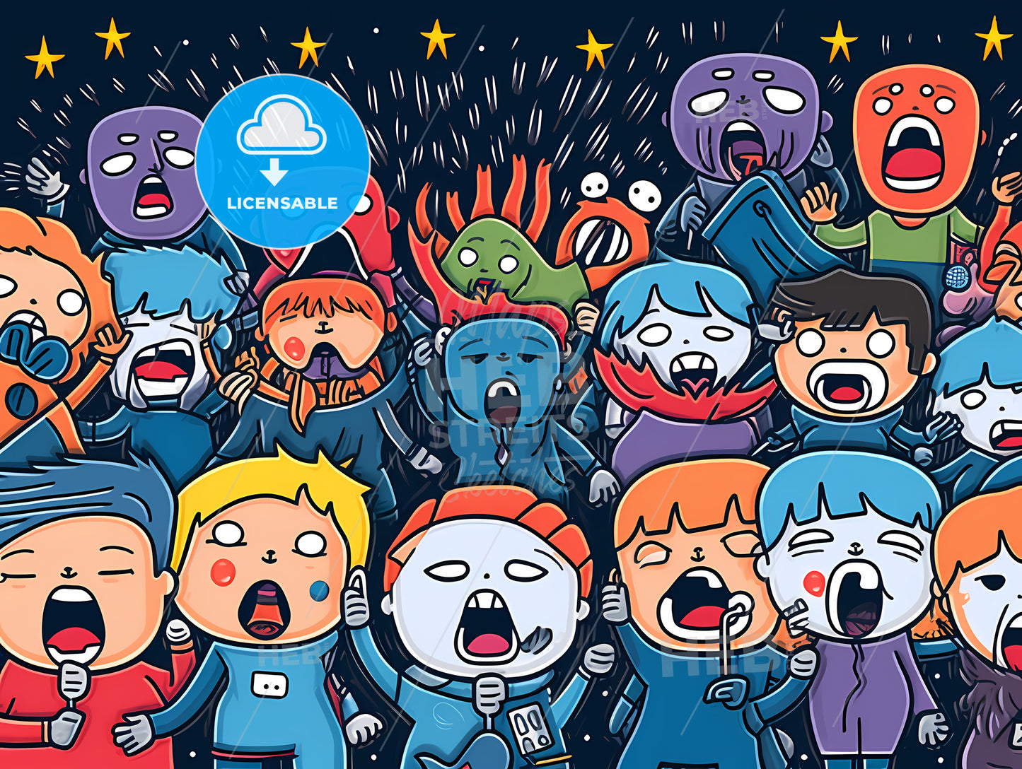 Group Of Cartoon People With Different Colored Faces